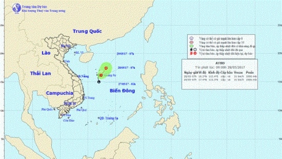 Áp thấp nhiệt đới trên Biển Đông đang mạnh lên