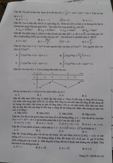 Đề thi môn Toán kỳ thi THPT quốc gia 2017