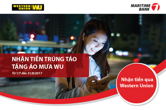 Tặng Iphone 7 cho khách hàng nhận tiền qua Western Union tại Maritime Bank