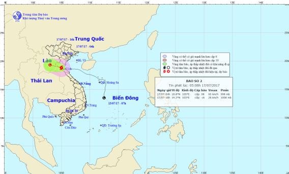 Bão số 2 gây mưa lớn và gió mạnh cho các tỉnh bắc Trung Bộ