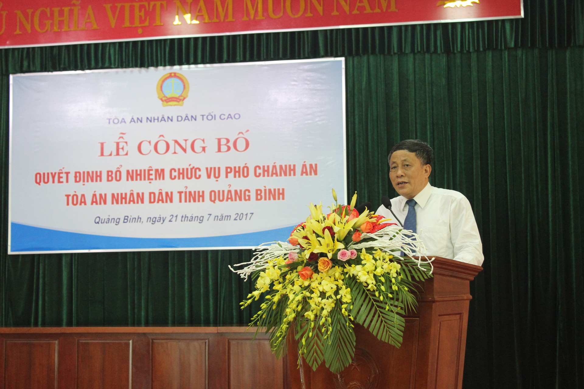 Công bố quyết định bổ nhiệm Phó Chánh án TAND tỉnh Quảng Bình
