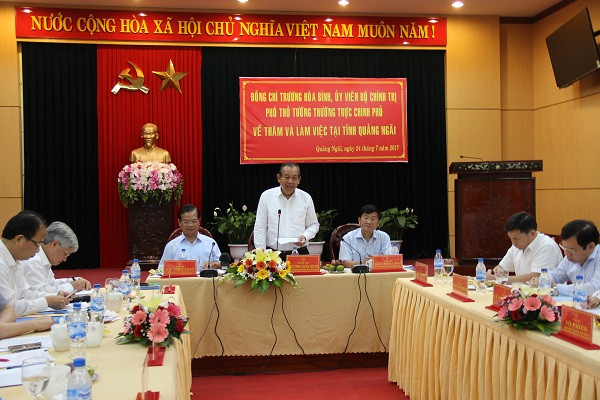 Phó Thủ tướng Trương Hòa Bình thăm và làm việc tại tỉnh Quảng Ngãi