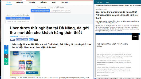 Đề nghị Uber dừng các hoạt động thử nghiệm tại Đà Nẵng