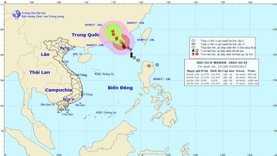 Bão số 8 tiến vào Biển Đông chiều và đêm nay 