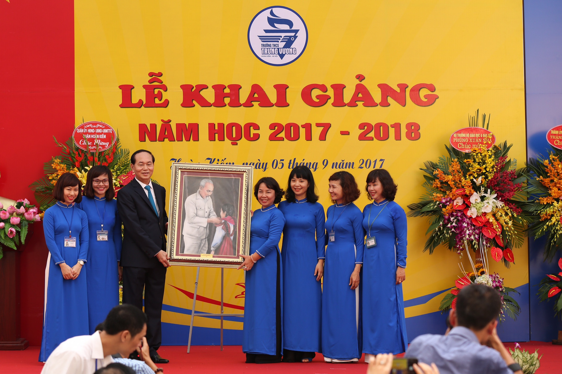 Chủ tịch nước Trần Đại Quang dự Lễ khai giảng ở trường Trưng Vương