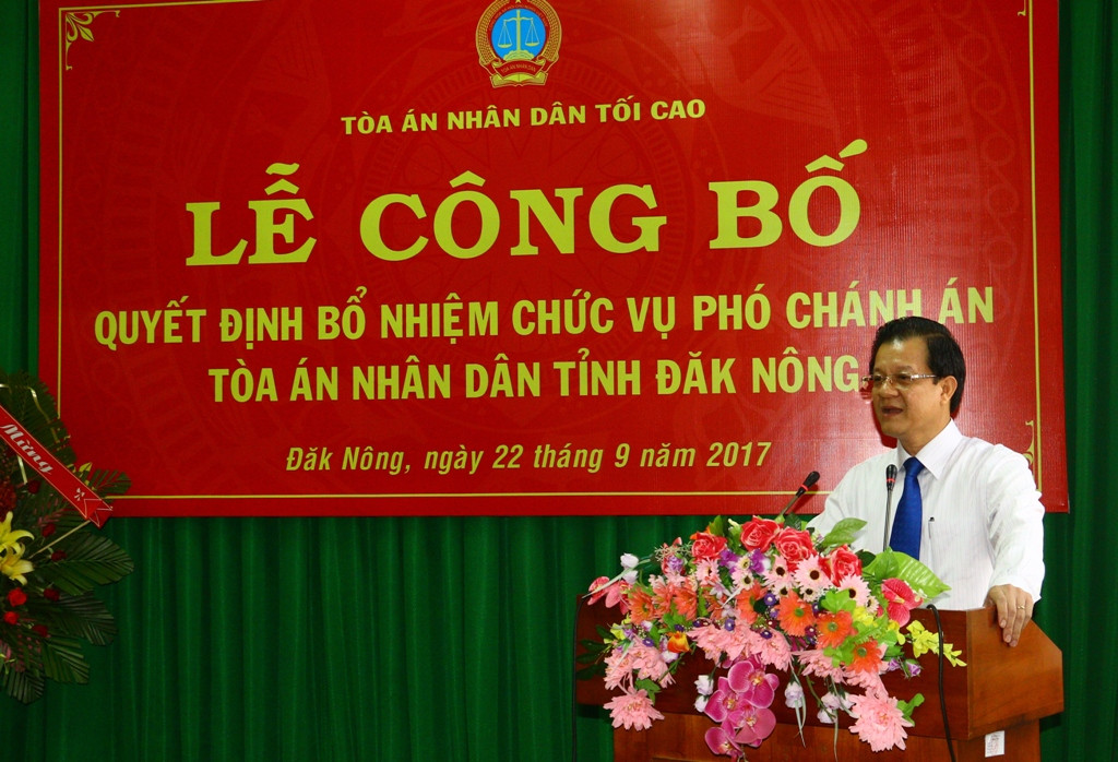 Bổ nhiệm Phó Chánh án TAND tỉnh Đắk Nông 