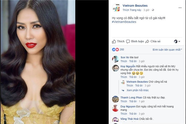 Nguyễn Thị Loan được dự đoán sẽ dự Miss Universe 2017