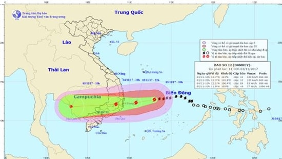 Bão 12 đổ bộ đất liền Phú Yên - Bình Thuận