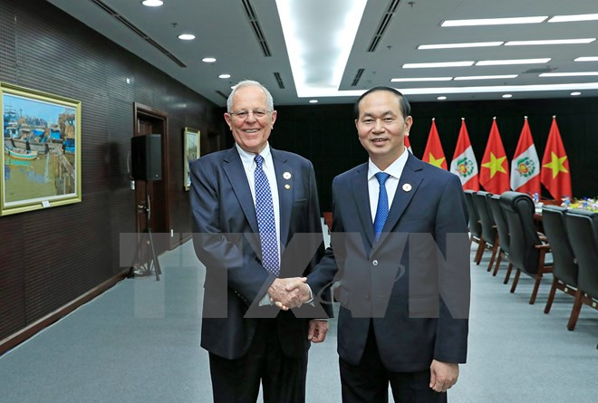 Chủ tịch nước Trần Đại Quang gặp song phương với lãnh đạo Papua New Guinea, Mexico, Malaysia, Peru