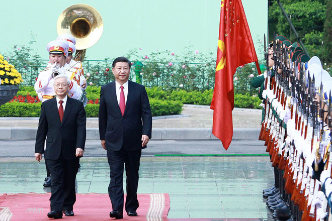 Tổng Bí thư Nguyễn Phú Trọng chủ trì đón, hội đàm với Chủ tịch Trung Quốc Tập Cận Bình