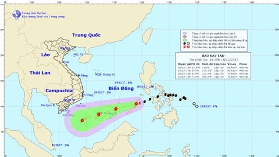 Bão Kai-tak đi vào Biển Đông, trở thành cơn bão số 15