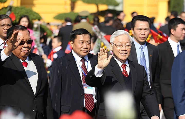 Tổng Bí thư Nguyễn Phú Trọng đón, hội đàm với Tổng Bí thư, Chủ tịch nước Lào