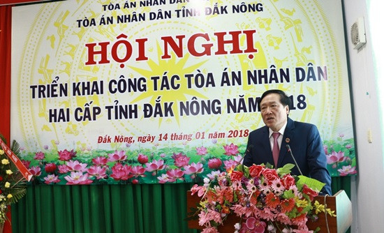 Hội nghị triển khai công tác TAND hai cấp tỉnh Đắk Nông năm 2018