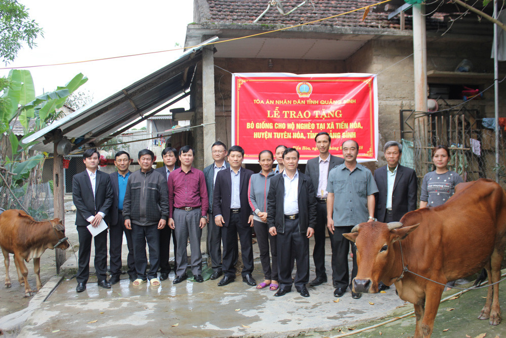 TAND tỉnh Quảng Bình tặng Bò giống cho hộ nghèo tại xã Tiến Hóa, huyện Tuyên Hóa