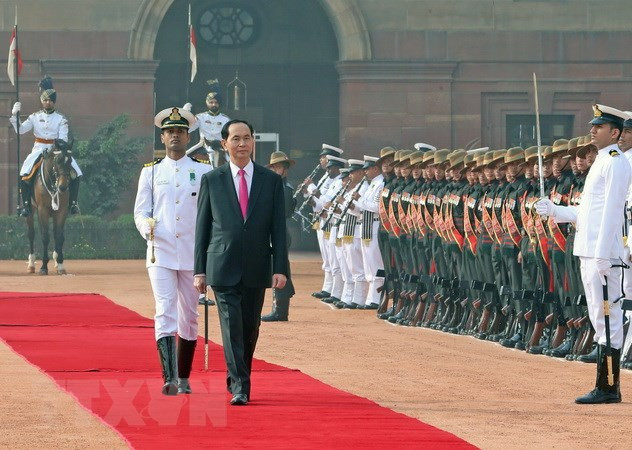 Lễ đón Chủ tịch nước Trần Đại Quang thăm cấp Nhà nước tới Cộng hòa Ấn Độ