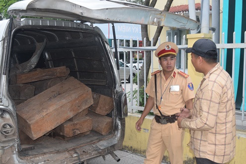Huế: Bắt giữ 2 xe chở gỗ quý không giấy tờ