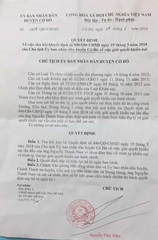 Cần Thơ: Dân lo mất đất dù chính quyền đã hủy bỏ các quyết định cưỡng chế