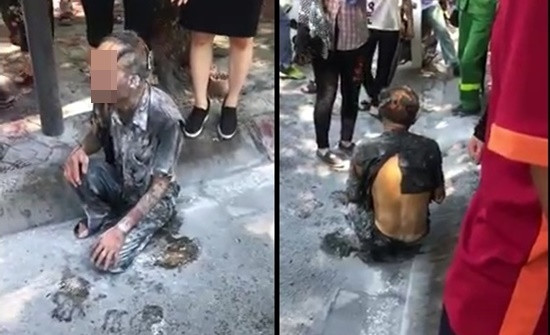 Người đàn ông tẩm xăng tự thiêu trên phố Hà Nội