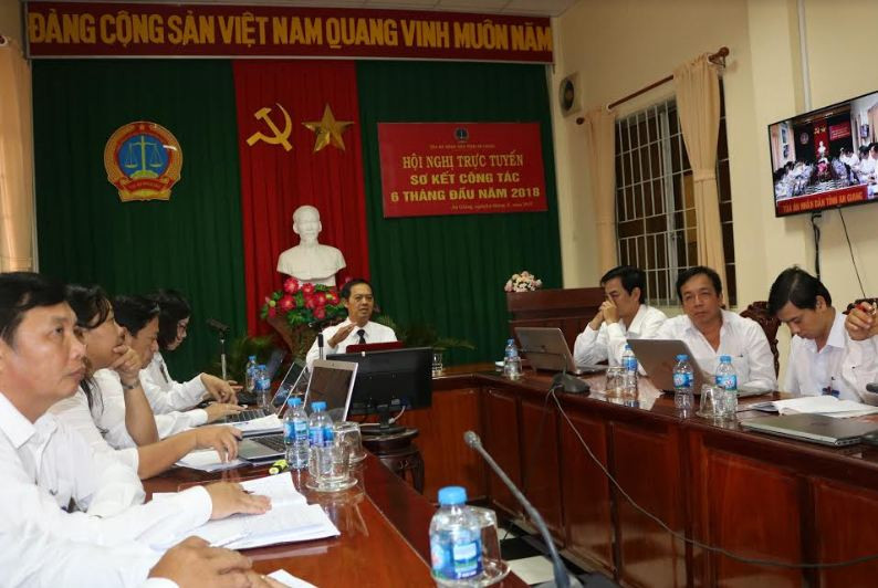 TAND tỉnh An Giang tổ chức Hội nghị trực tuyến sơ kết công tác 6 tháng đầu năm 2018