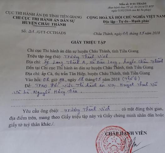 Tiền Giang: Cơ quan THADS huyện Châu Thành bị tố làm việc tắc trách