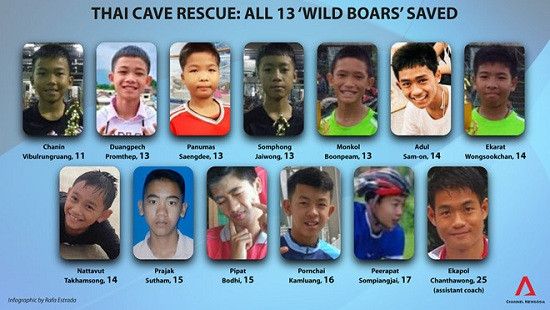 Tất cả 13 thành viên đội bóng đã rời khỏi hang Tham Luang an toàn