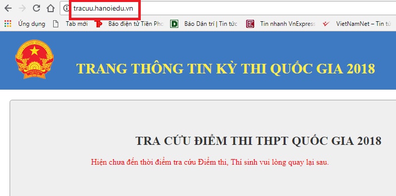 Tra cứu điểm thi THPT quốc gia 2018 của thí sinh ở Hà Nội