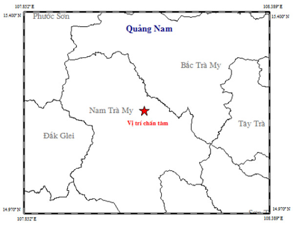 3 ngày xảy ra 2 trận động đất ở Quảng Nam