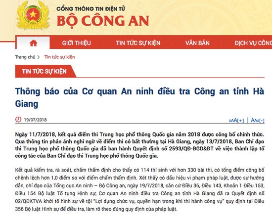 Khởi tố vụ án liên quan đến gian lận điểm thi ở Hà Giang