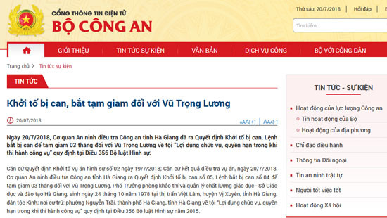 Vụ gian lận điểm thi tại Hà Giang: Khởi tố bị can, bắt tạm giam đối với Vũ Trọng Lương