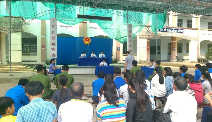 Đoàn thanh niên TAND tỉnh Tây Ninh và TAND huyện Dương Minh Châu tổ chức phiên toà giả định