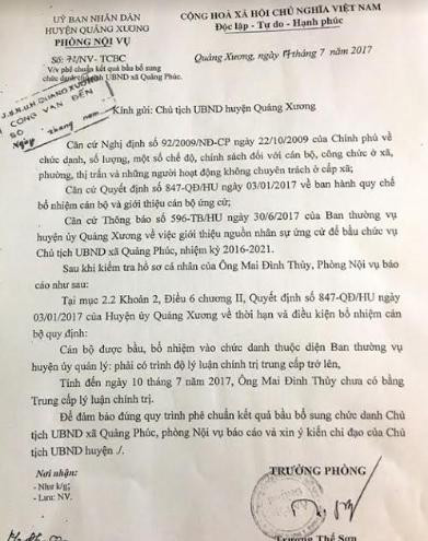 Thanh Hóa: Chủ tịch huyện Quảng Xương ký phê chuẩn Chủ tịch xã chưa đủ tiêu chuẩn