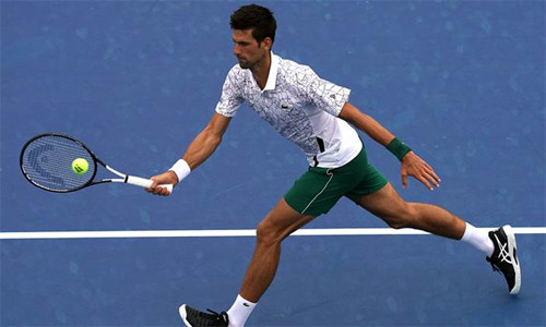 Djokovic qua cơn bĩ cực trong trận đấu với Dimitrov tại vòng ba. Ảnh: Indian Express.
