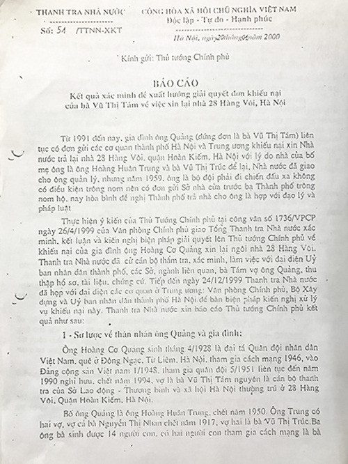 Vụ tranh chấp tại 28 Hàng Vôi, Hoàn Kiếm, Hà Nội: Ngôi nhà di sản thừa kế của vợ chồng cụ Hoàng Huân Trung để lại
