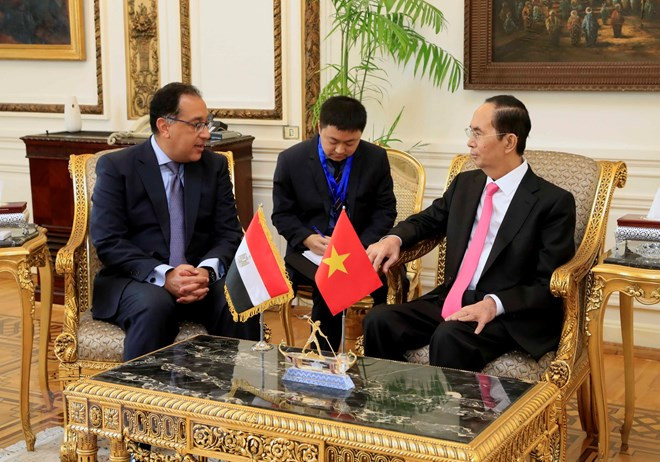 Chủ tịch nước Trần Đại Quang hội kiến Thủ tướng và Chủ tịch Quốc hội Ai Cập
