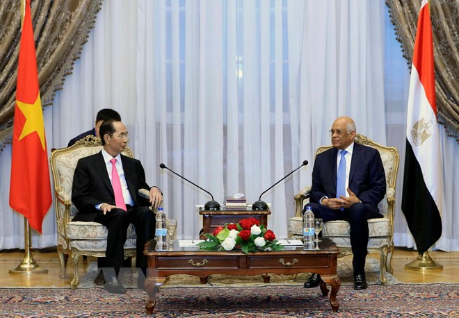 Chủ tịch nước Trần Đại Quang hội kiến Thủ tướng và Chủ tịch Quốc hội Ai Cập