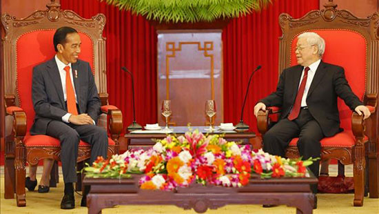 Các nhà lãnh đạo Việt Nam tiếp; hội kiến Tổng thống Indonesia Joko Widodo