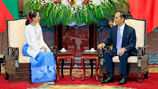 Chủ tịch nước Trần Đại Quang tiếp Cố vấn Nhà nước Myanmar