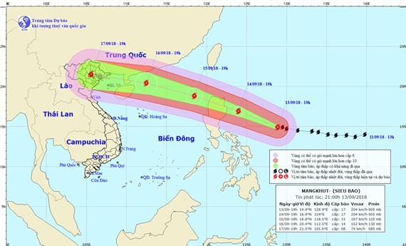 Siêu bão Mangkhut có khả năng ảnh hưởng trực tiếp đến đất liền nước ta