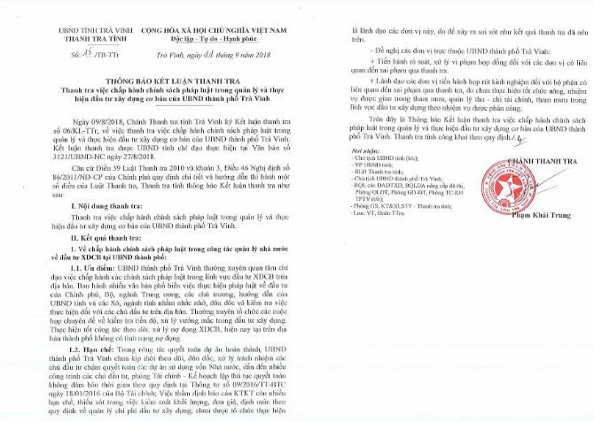 Gây thất thoát gần 3,5 tỷ đồng, Chủ tịch UBND TP Trà Vinh bị đề nghị kiểm điểm