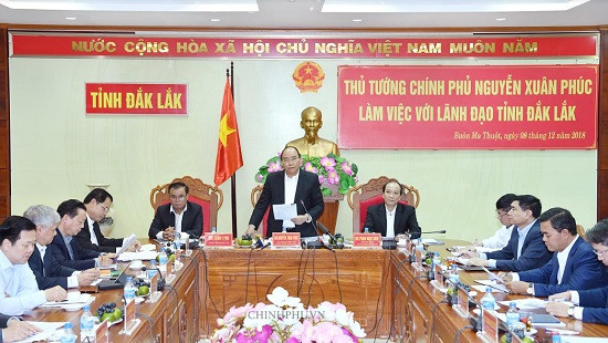 Thủ tướng làm việc với lãnh đạo tỉnh Đắk Lắk