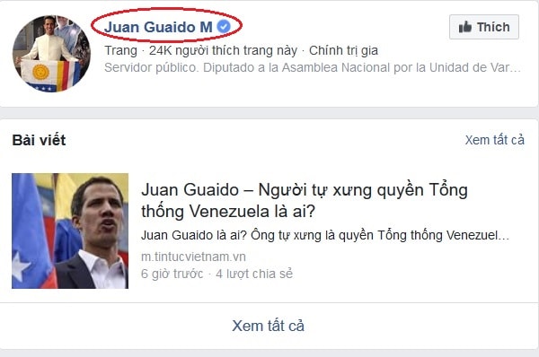 Facebook Tổng thống Venezuela Maduro bất ngờ mất “dấu xác thực màu xanh”