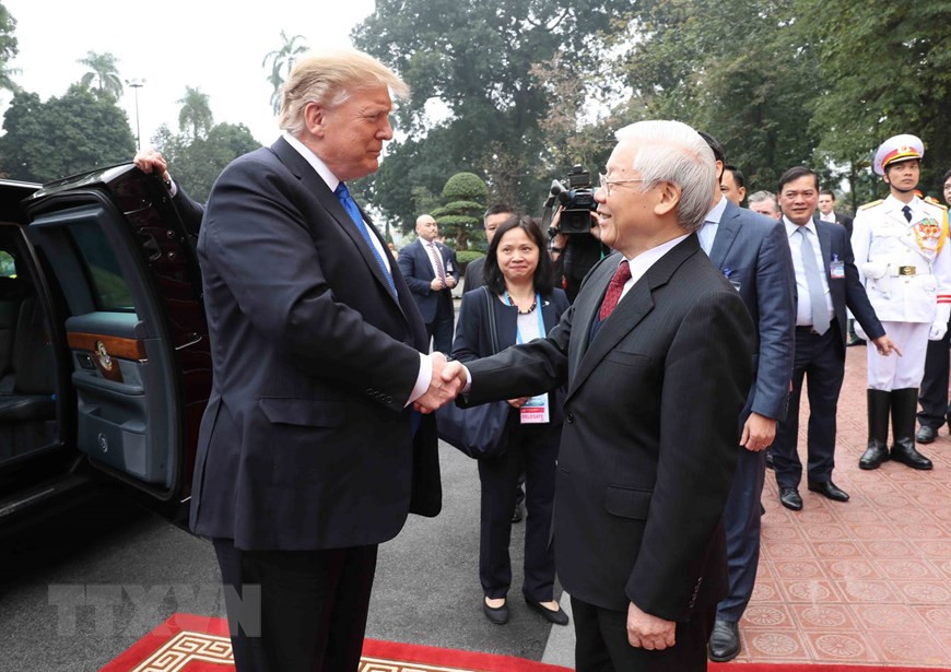 Tổng Bí thư, Chủ tịch nước Nguyễn Phú Trọng đón, hội đàm với Tổng thống Mỹ Donald Trump