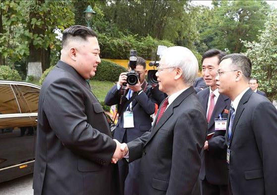 Tổng Bí thư, Chủ tịch nước Nguyễn Phú Trọng đón và hội đàm với Chủ tịch Triều Tiên Kim Jong-un