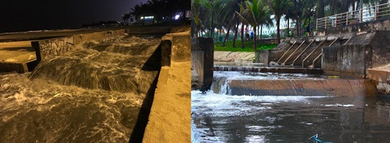 Nước thải lại tiếp tục đổ tràn ra biển Đà Nẵng sau mưa lớn