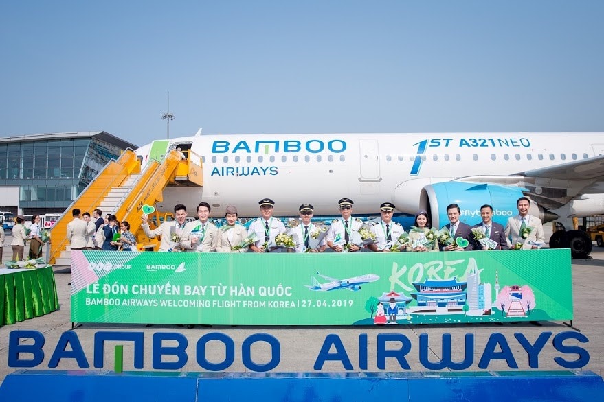 Bamboo Airways đón chuyến bay quốc tế đầu tiên từ Hàn Quốc