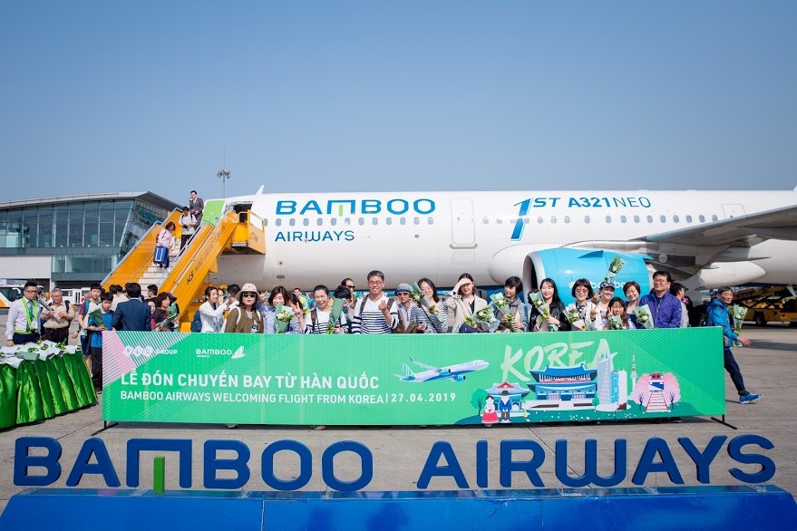 Bamboo Airways đón chuyến bay quốc tế đầu tiên từ Hàn Quốc