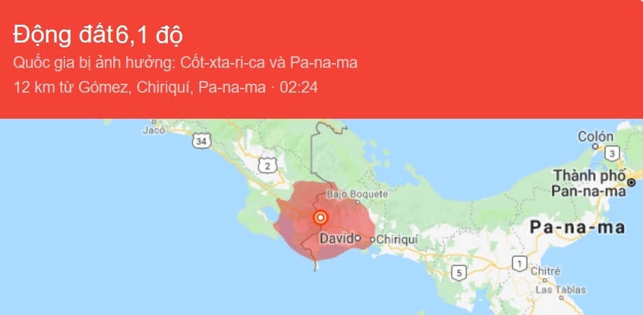 Panama rung chuyển vì động đất mạnh 6,1 độ