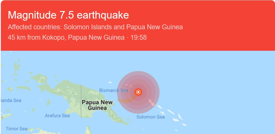 Động đất 7,7 độ rung chuyển Papua New Guinea, cảnh báo sóng thần