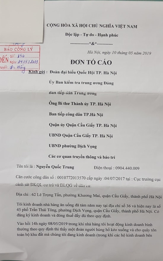 Lãnh đạo quận Cầu Giấy “bức tử” doanh nghiệp?