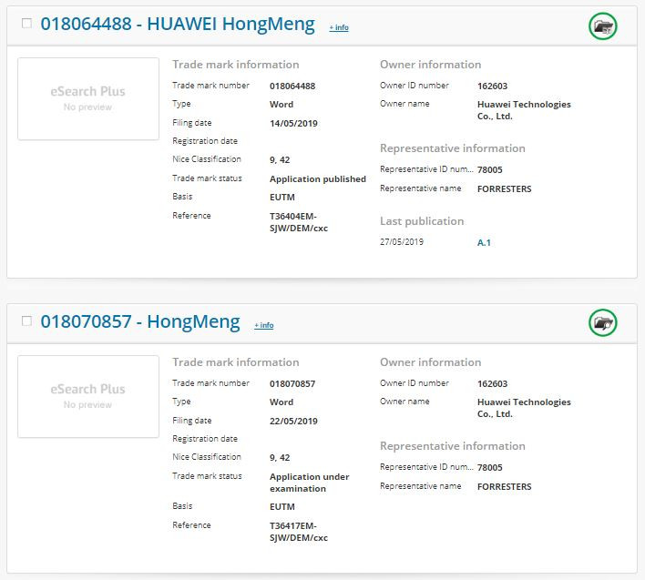 Huawei nộp đơn đăng ký nhãn hiệu cho hệ điều hành Hongmeng trên toàn thế giới